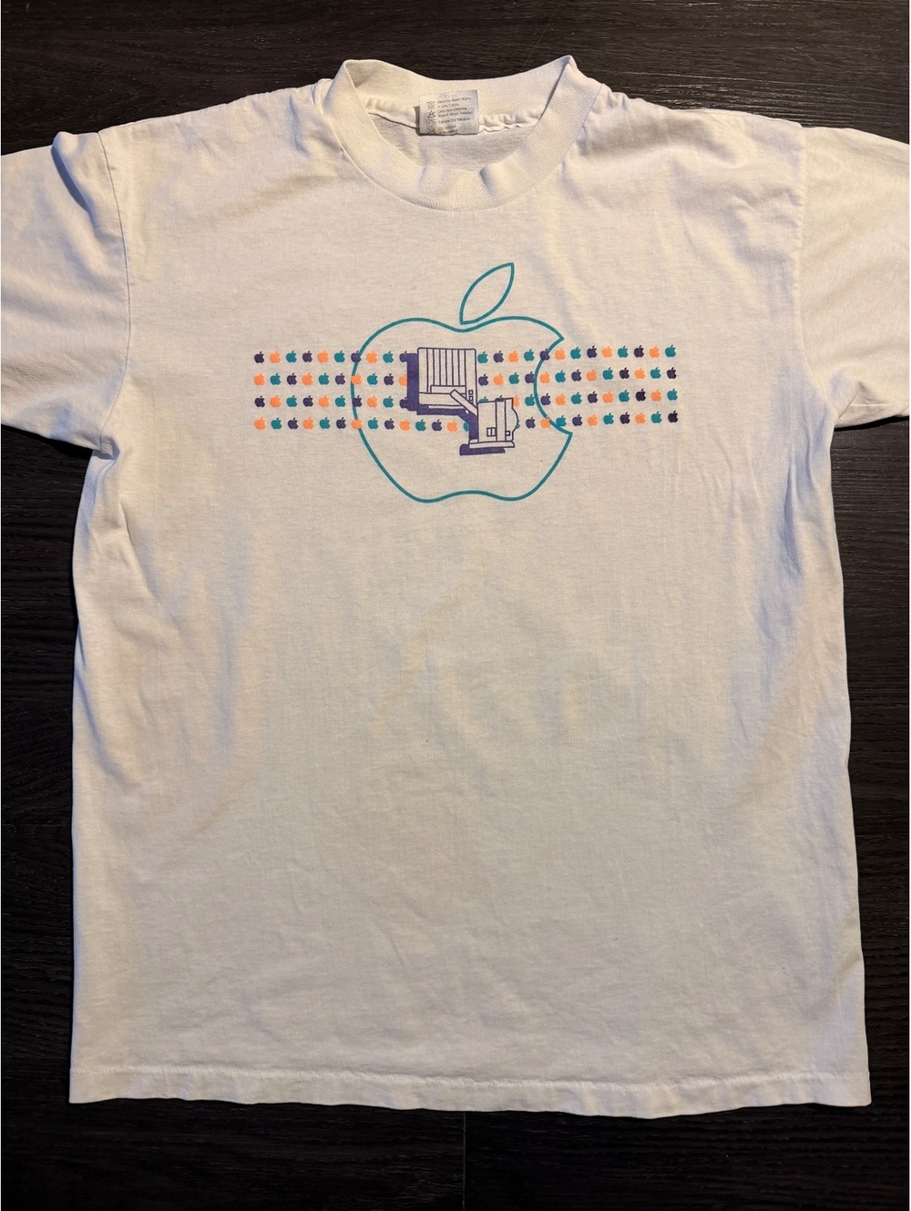 Vtg 80s Apple Computer Rare Employee Colorful Apple Graphic Tee L Grail